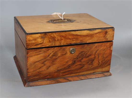 A walnut work box, height 16.5cm